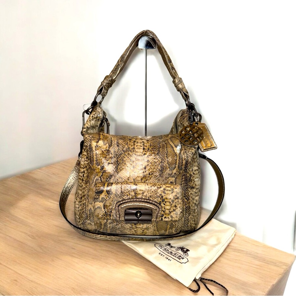 Coach Kristin Leather Python Embossed Hobo Shoulder Crossbody Shoulder Bag EUC